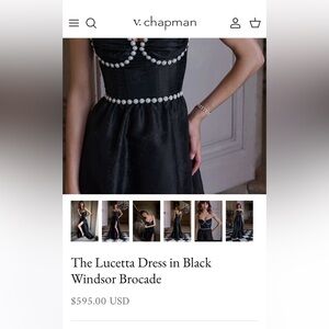 V. Chapman Lucetta Dress in Black with Pearl Trim